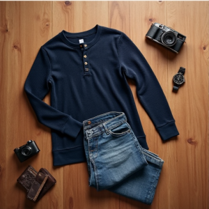 Hollywood Luxe Waffle Knit Henley