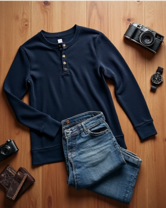 Hollywood Luxe Waffle Knit Henley